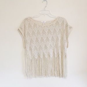 Pacsun Kirra Fringe Crop Top Metallic Swim Cover